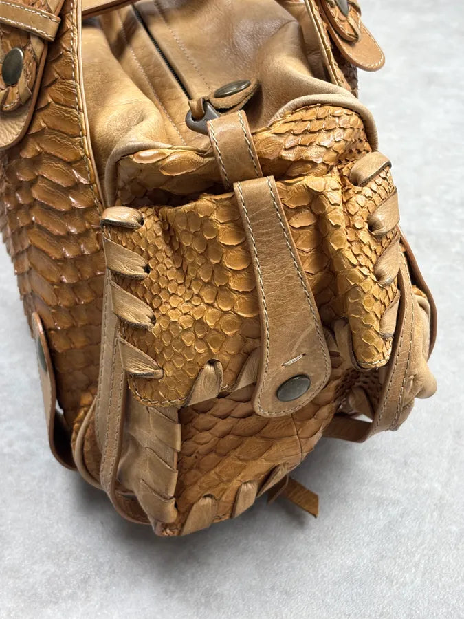 Chloé Camel Python Leather Silverado Handle Bag tuQLYip 8