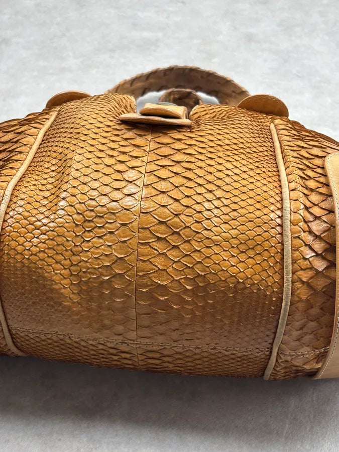 Chloé Camel Python Leather Silverado Handle Bag tuQLYip 14