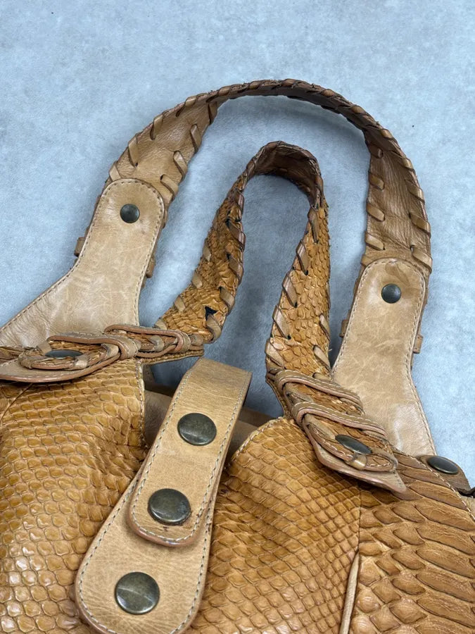 Chloé Camel Python Leather Silverado Handle Bag tuQLYip 10