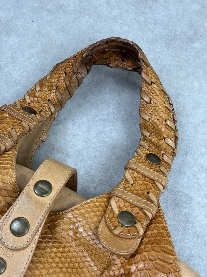Chloé Camel Python Leather Silverado Handle Bag tuQLYip 3