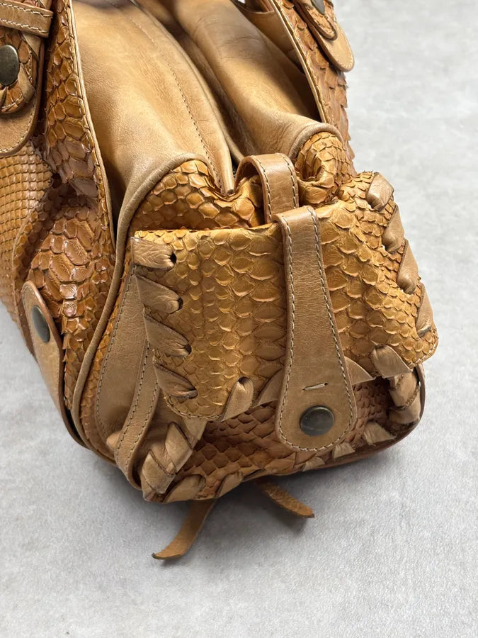 Chloé Camel Python Leather Silverado Handle Bag tuQLYip 7