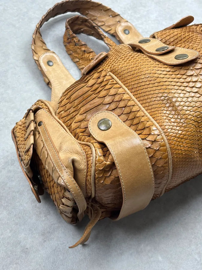 Chloé Camel Python Leather Silverado Handle Bag tuQLYip 13