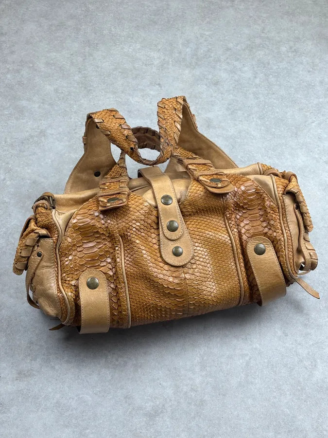Chloé Camel Python Leather Silverado Handle Bag tuQLYip 0