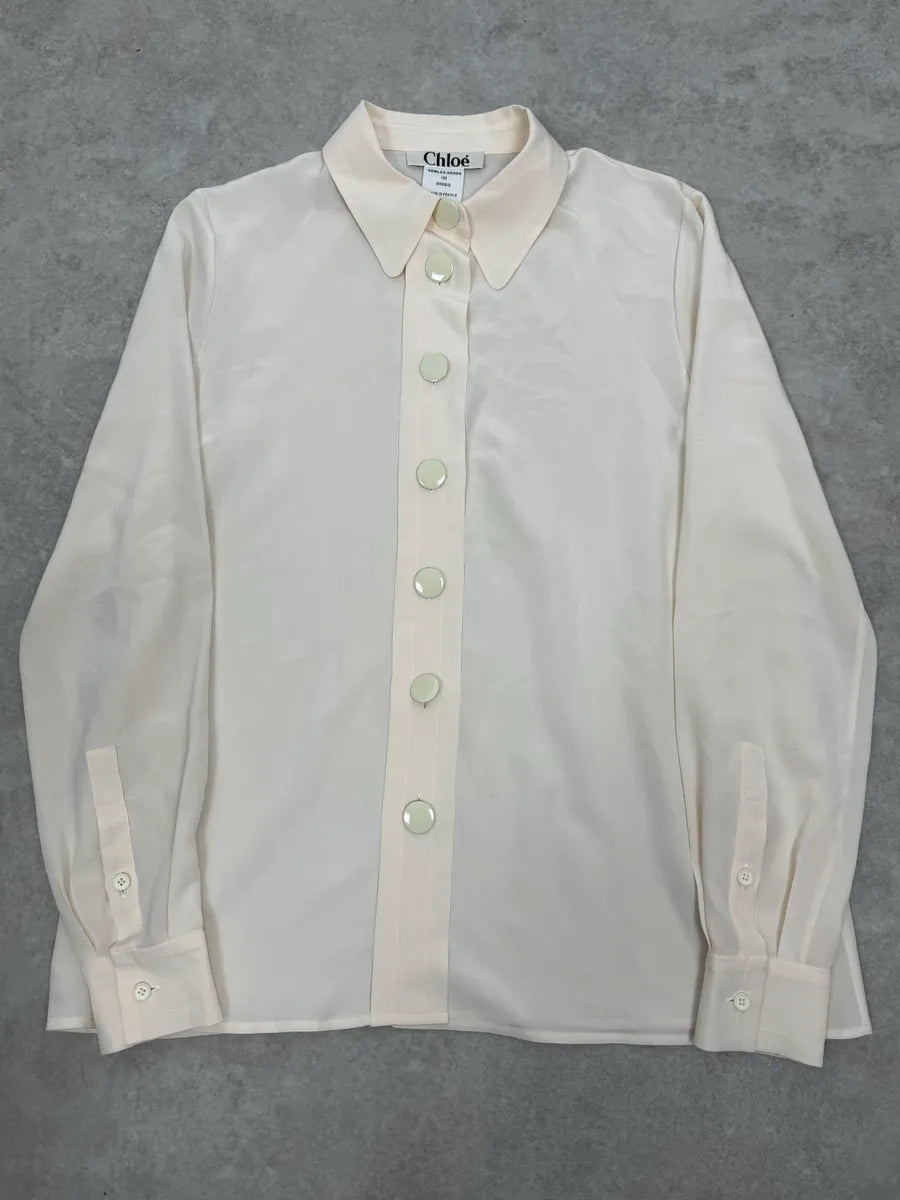 Chloé Creamy Beige Buttoned Classy Shirt FzKSlcD 0