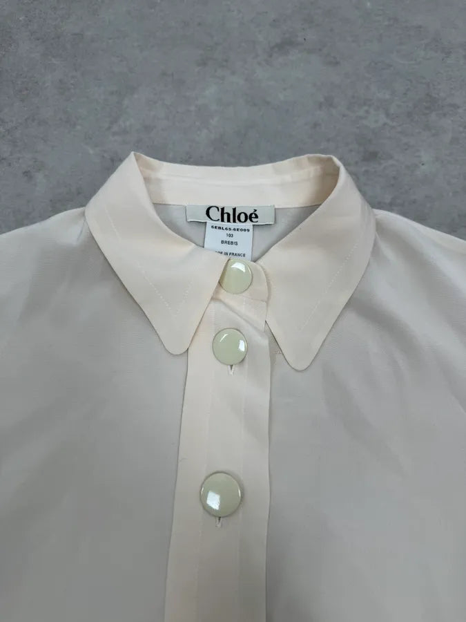 Chloé Creamy Beige Buttoned Classy Shirt FzKSlcD 3