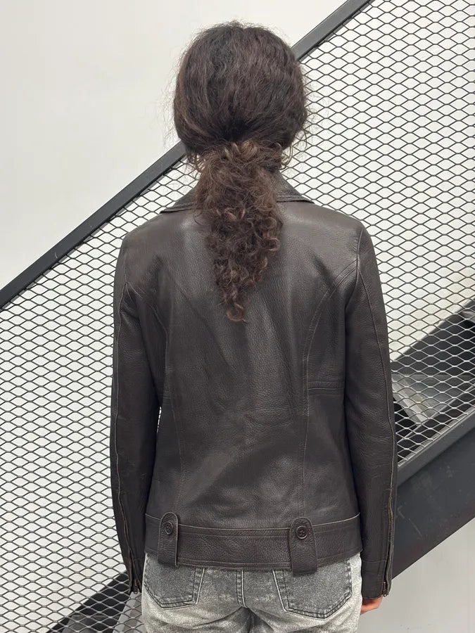 2000s Chloé Dark Chocolate Asymmetrical Leather Multi-Pocket Jacket mvDjLZv 2