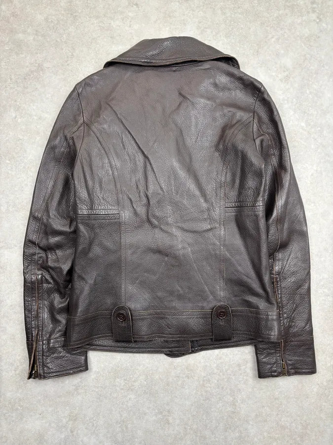2000s Chloé Dark Chocolate Asymmetrical Leather Multi-Pocket Jacket mvDjLZv 4