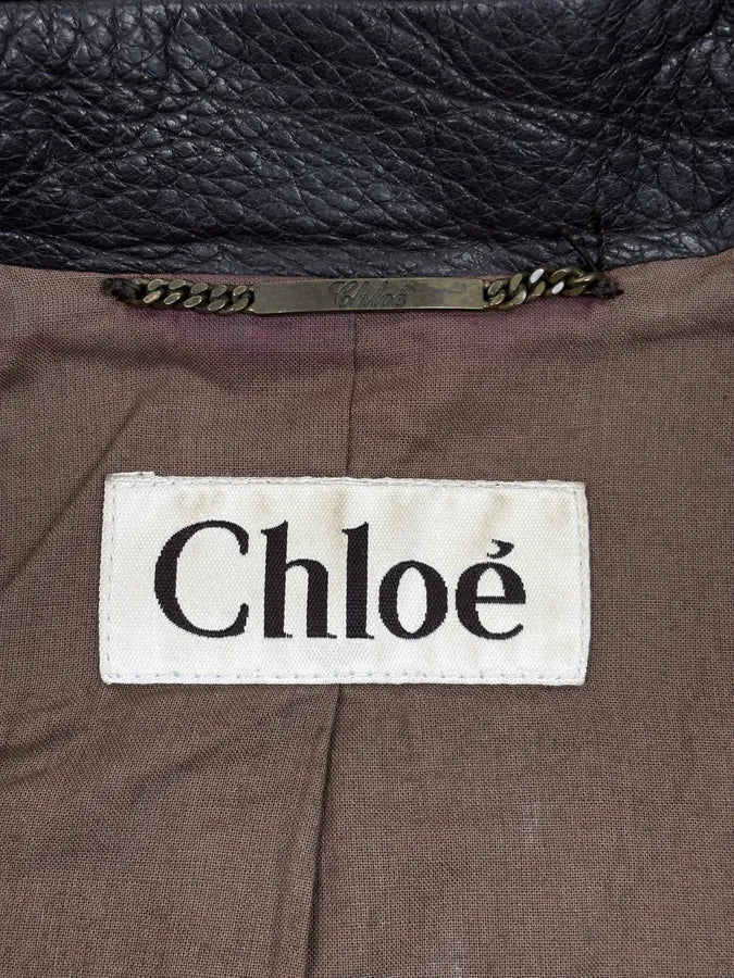 2000s Chloé Dark Chocolate Asymmetrical Leather Multi-Pocket Jacket mvDjLZv 10