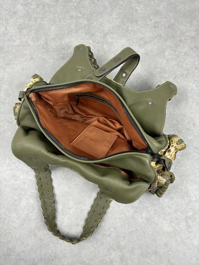 Chloé Khaki Green Silverado Python Leather Handle Bag ogaVyKR 13