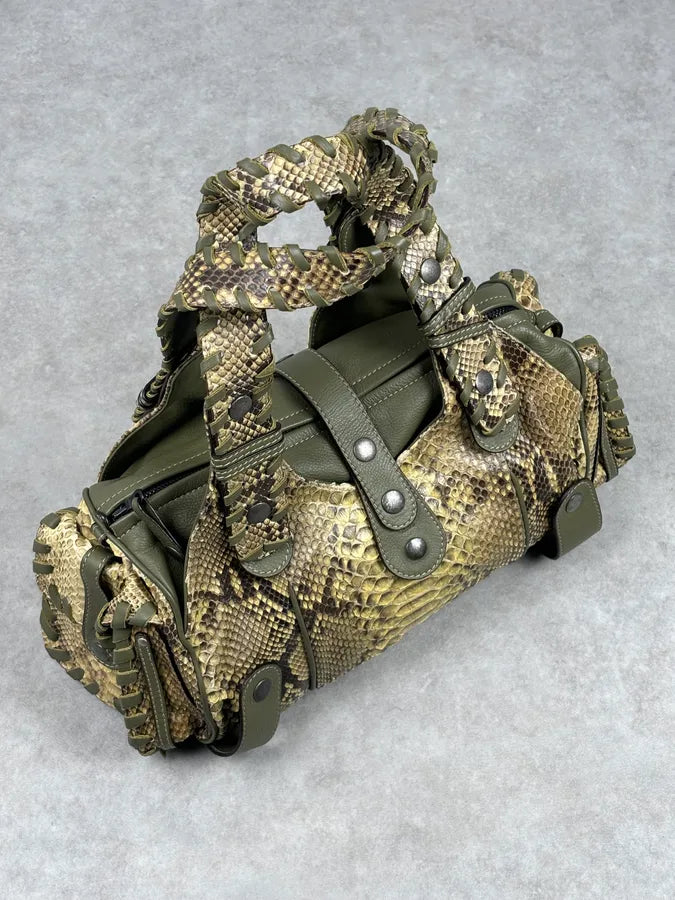 Chloé Khaki Green Silverado Python Leather Handle Bag ogaVyKR 3