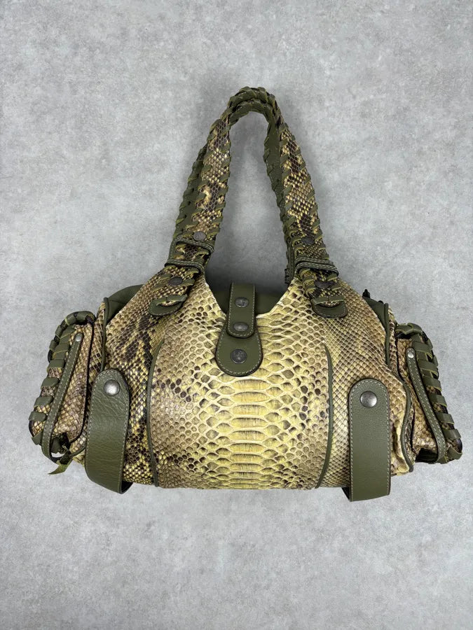 Chloé Khaki Green Silverado Python Leather Handle Bag ogaVyKR 4
