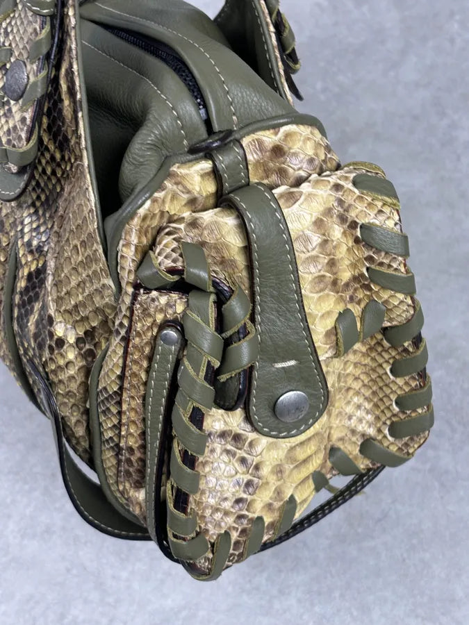 Chloé Khaki Green Silverado Python Leather Handle Bag ogaVyKR 10