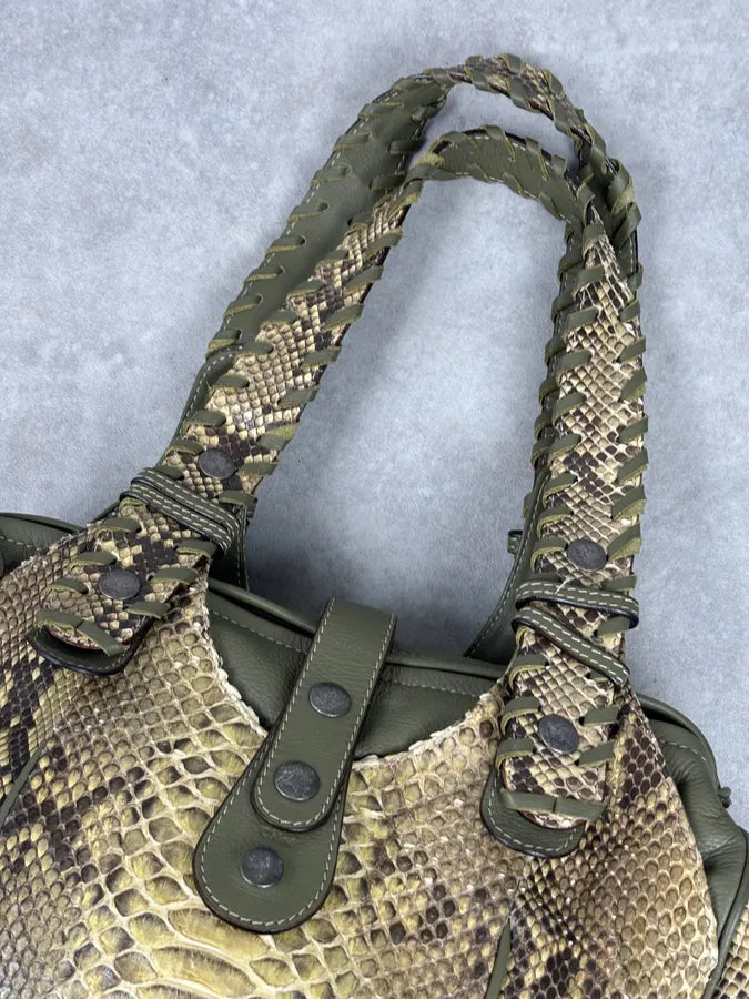 Chloé Khaki Green Silverado Python Leather Handle Bag ogaVyKR 9