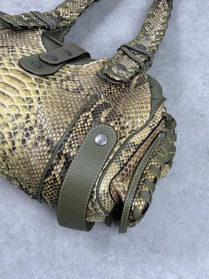 Chloé Khaki Green Silverado Python Leather Handle Bag ogaVyKR 8