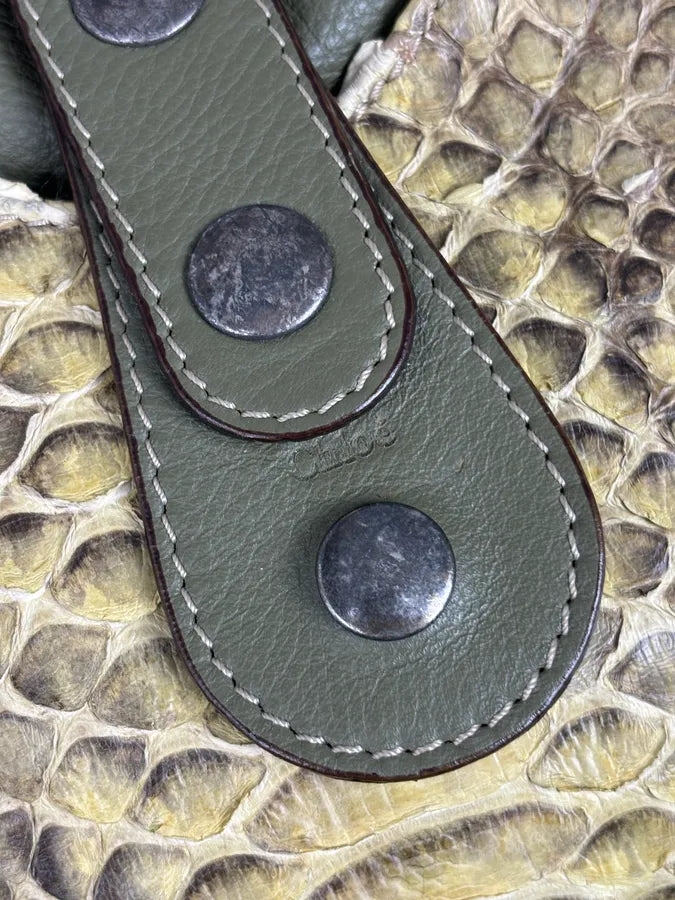 Chloé Khaki Green Silverado Python Leather Handle Bag ogaVyKR 11