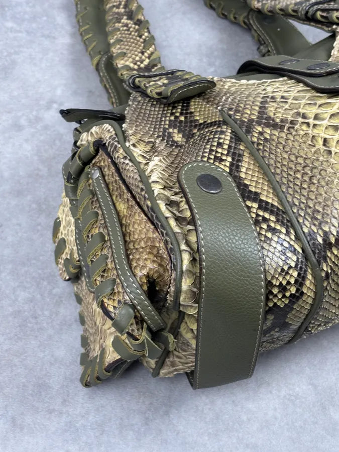 Chloé Khaki Green Silverado Python Leather Handle Bag ogaVyKR 7