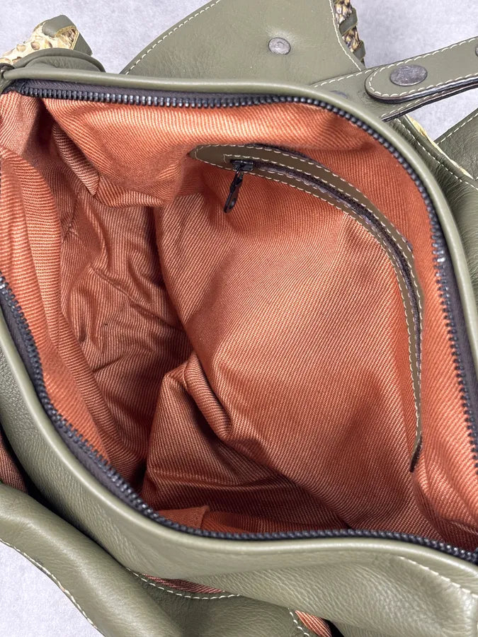 Chloé Khaki Green Silverado Python Leather Handle Bag ogaVyKR 14