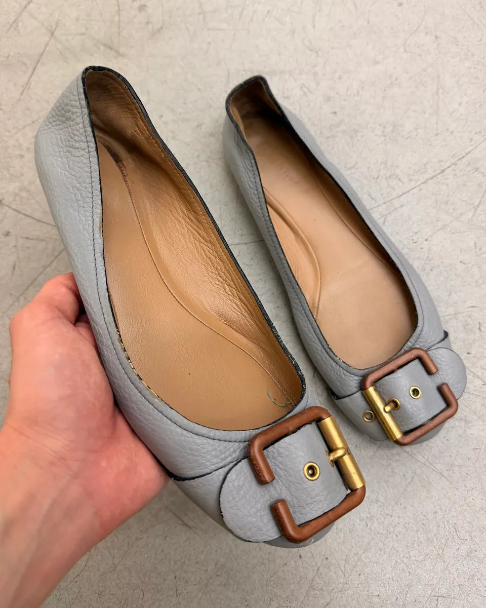 Chloé Light Blue Leather Ballet Flats iZwdWhk 0
