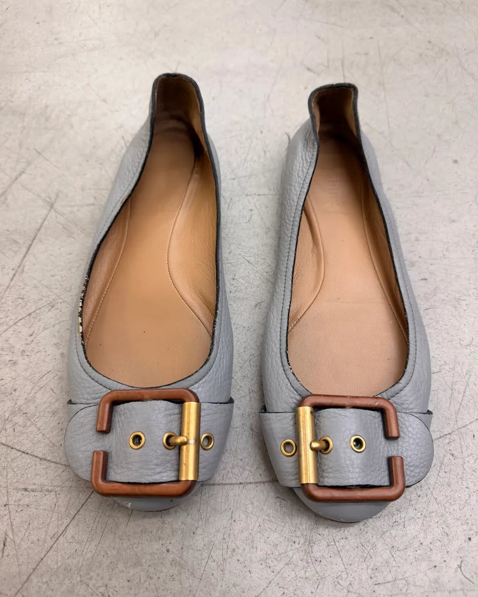 Chloé Light Blue Leather Ballet Flats iZwdWhk 2