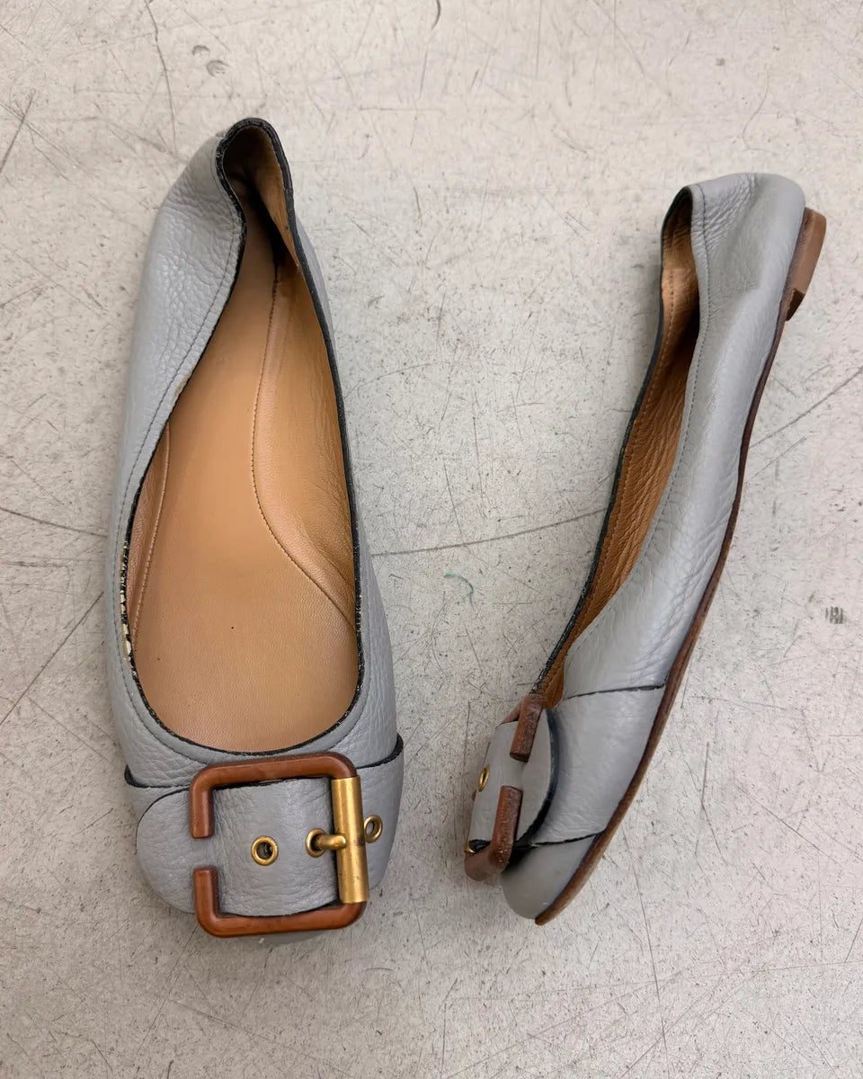 Chloé Light Blue Leather Ballet Flats iZwdWhk 4