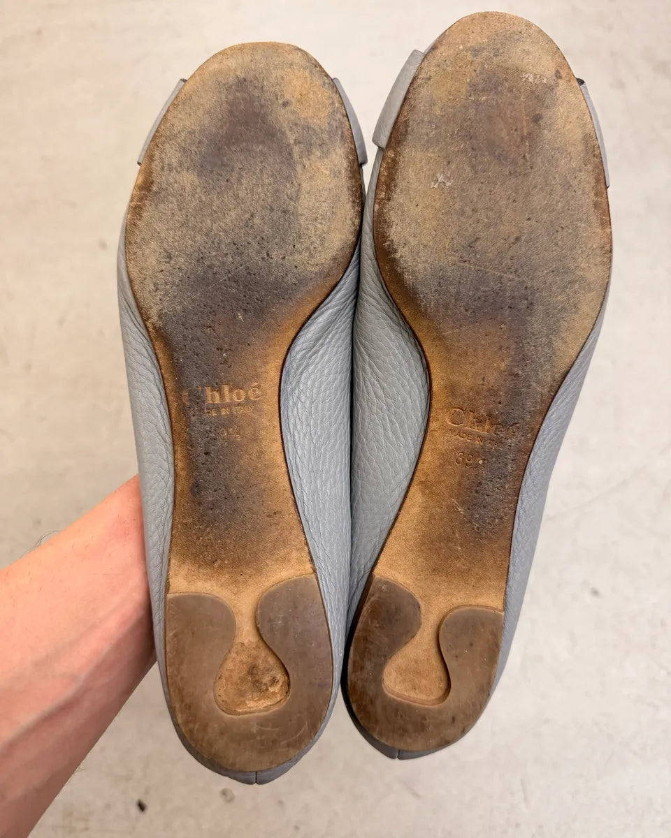 Chloé Light Blue Leather Ballet Flats iZwdWhk 5