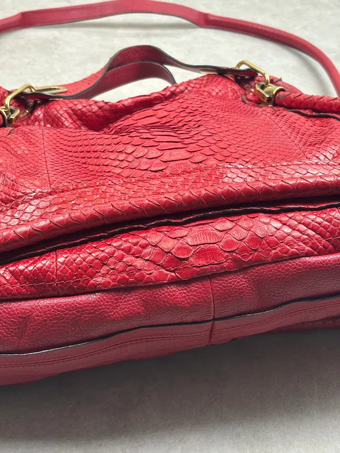 Chloé Red Python Leather Handle Bag HQwyRwD 8