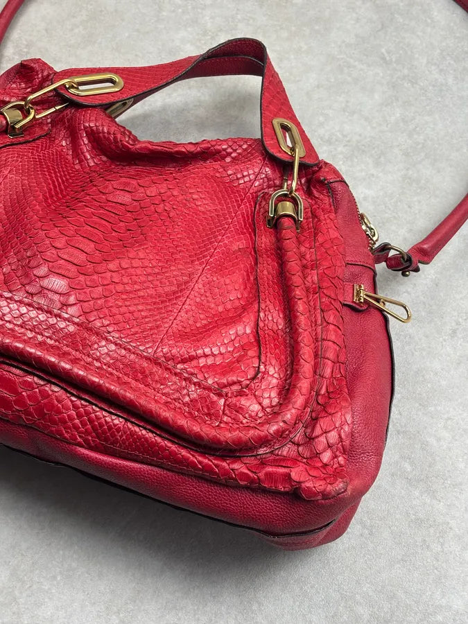 Chloé Red Python Leather Handle Bag HQwyRwD 6