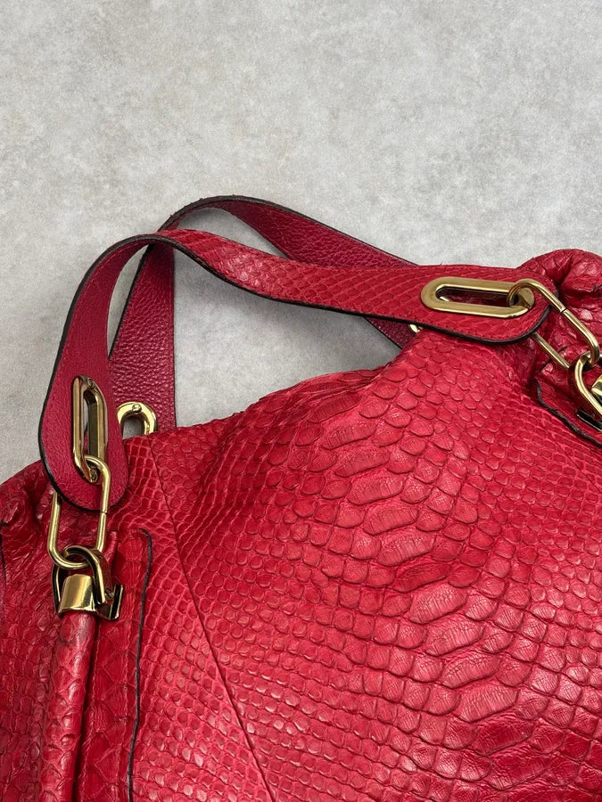 Chloé Red Python Leather Handle Bag HQwyRwD 14