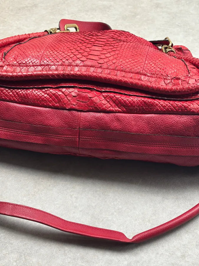 Chloé Red Python Leather Handle Bag HQwyRwD 17