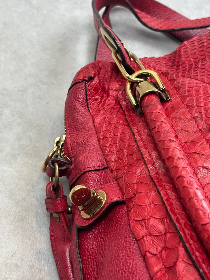 Chloé Red Python Leather Handle Bag HQwyRwD 16