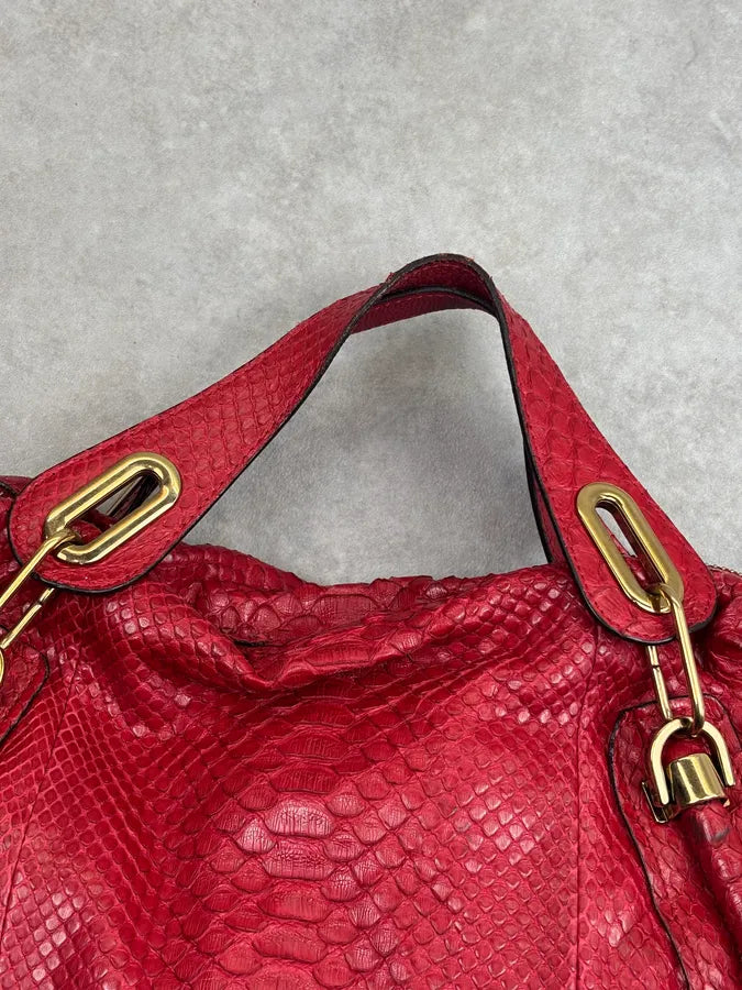 Chloé Red Python Leather Handle Bag HQwyRwD 4