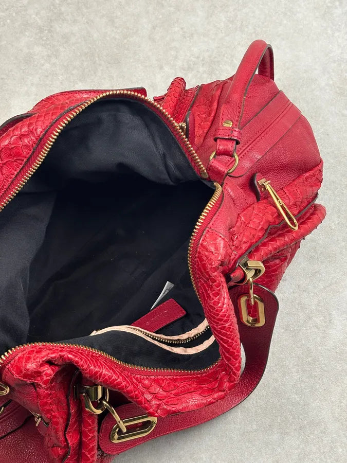 Chloé Red Python Leather Handle Bag HQwyRwD 19