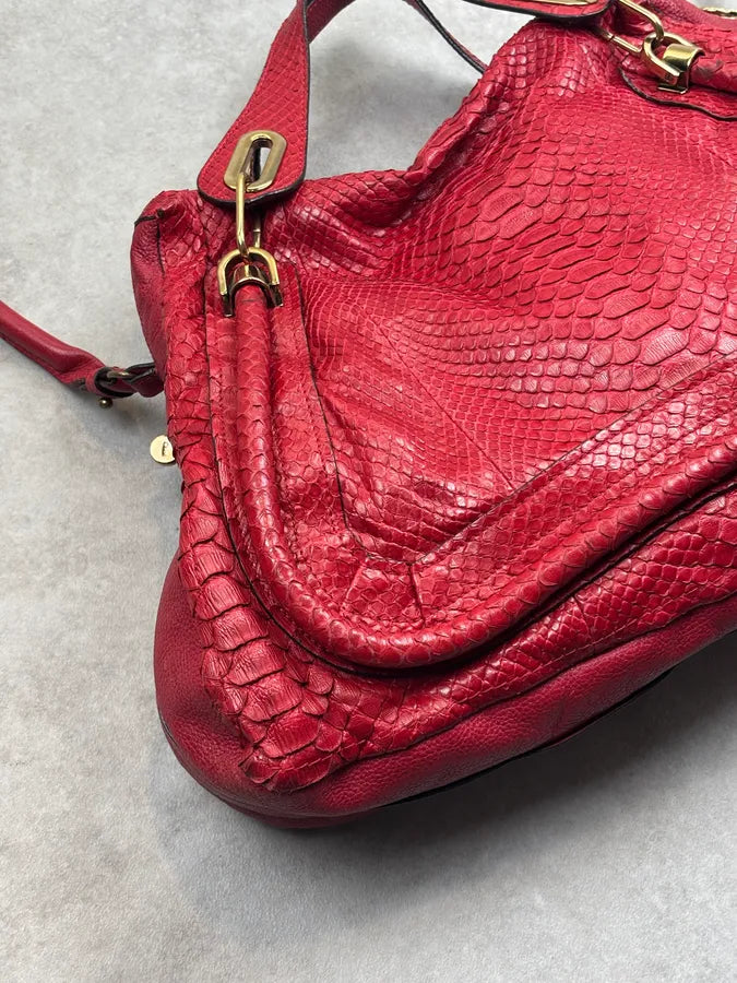 Chloé Red Python Leather Handle Bag HQwyRwD 7