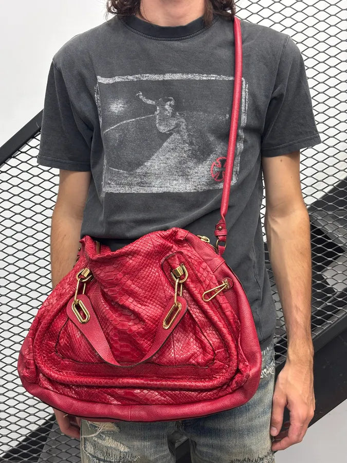 Chloé Red Python Leather Handle Bag HQwyRwD 2