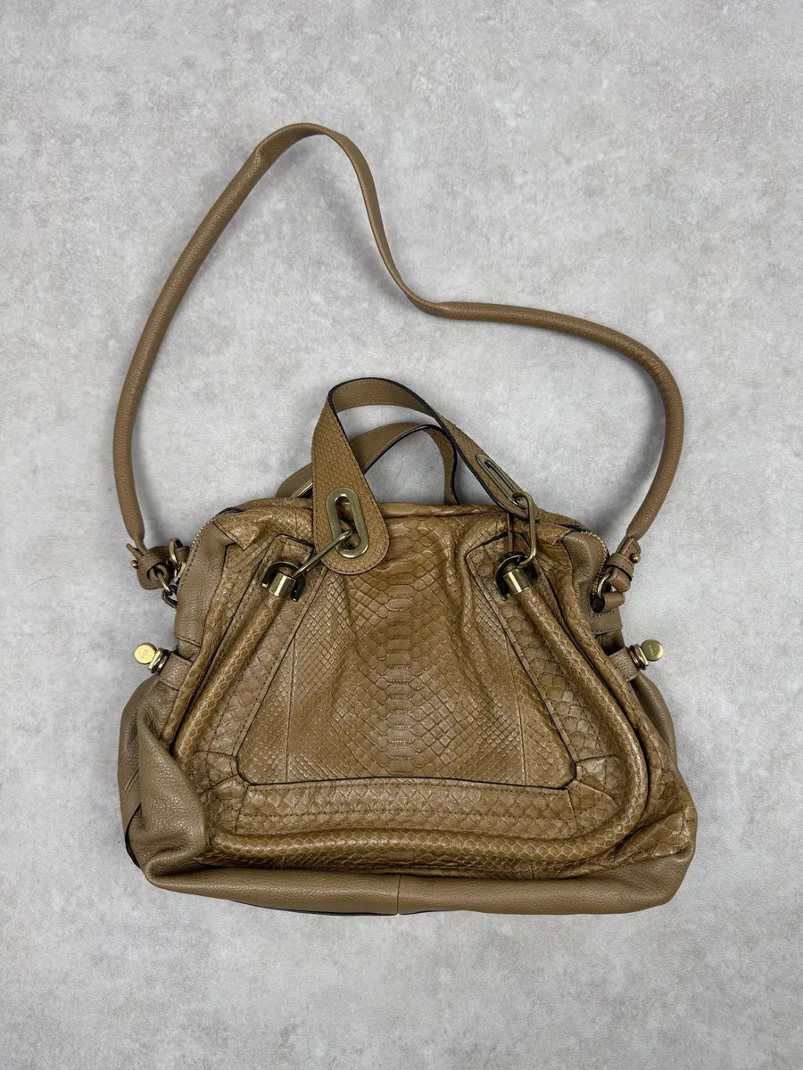 Chloe Python Leather Khaki Green Paraty Handle Bag lMmzMBG 0