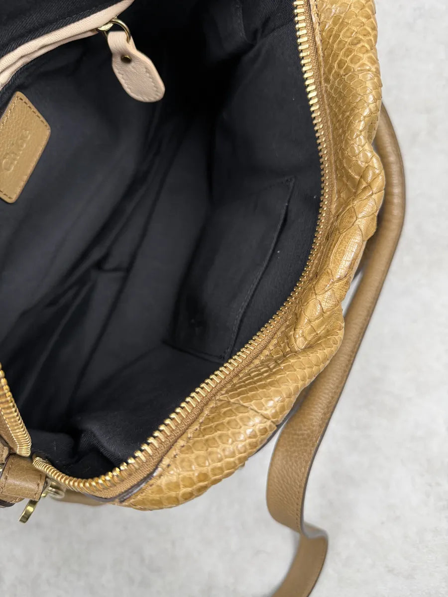 Chloe Python Leather Khaki Green Paraty Handle Bag lMmzMBG 10