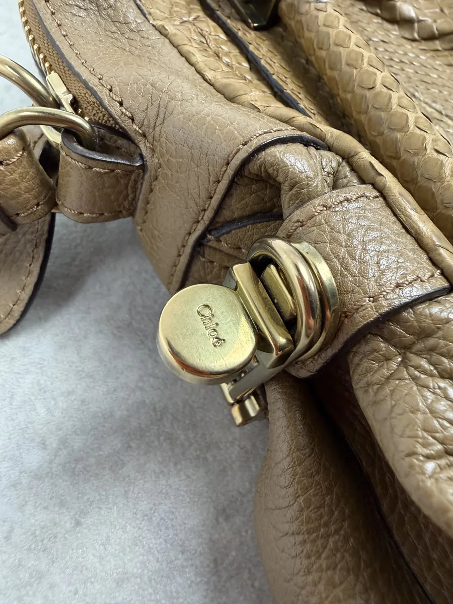 Chloe Python Leather Khaki Green Paraty Handle Bag lMmzMBG 4