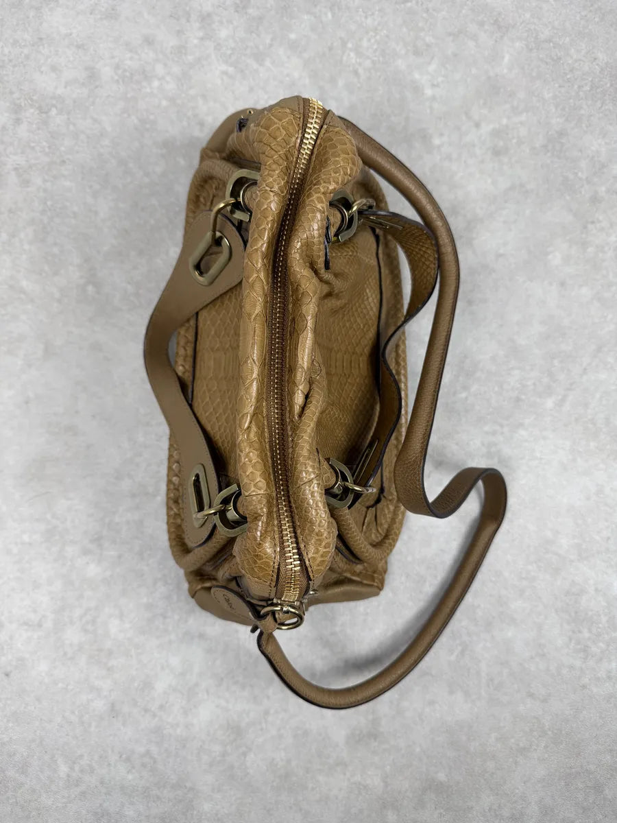 Chloe Python Leather Khaki Green Paraty Handle Bag lMmzMBG 7