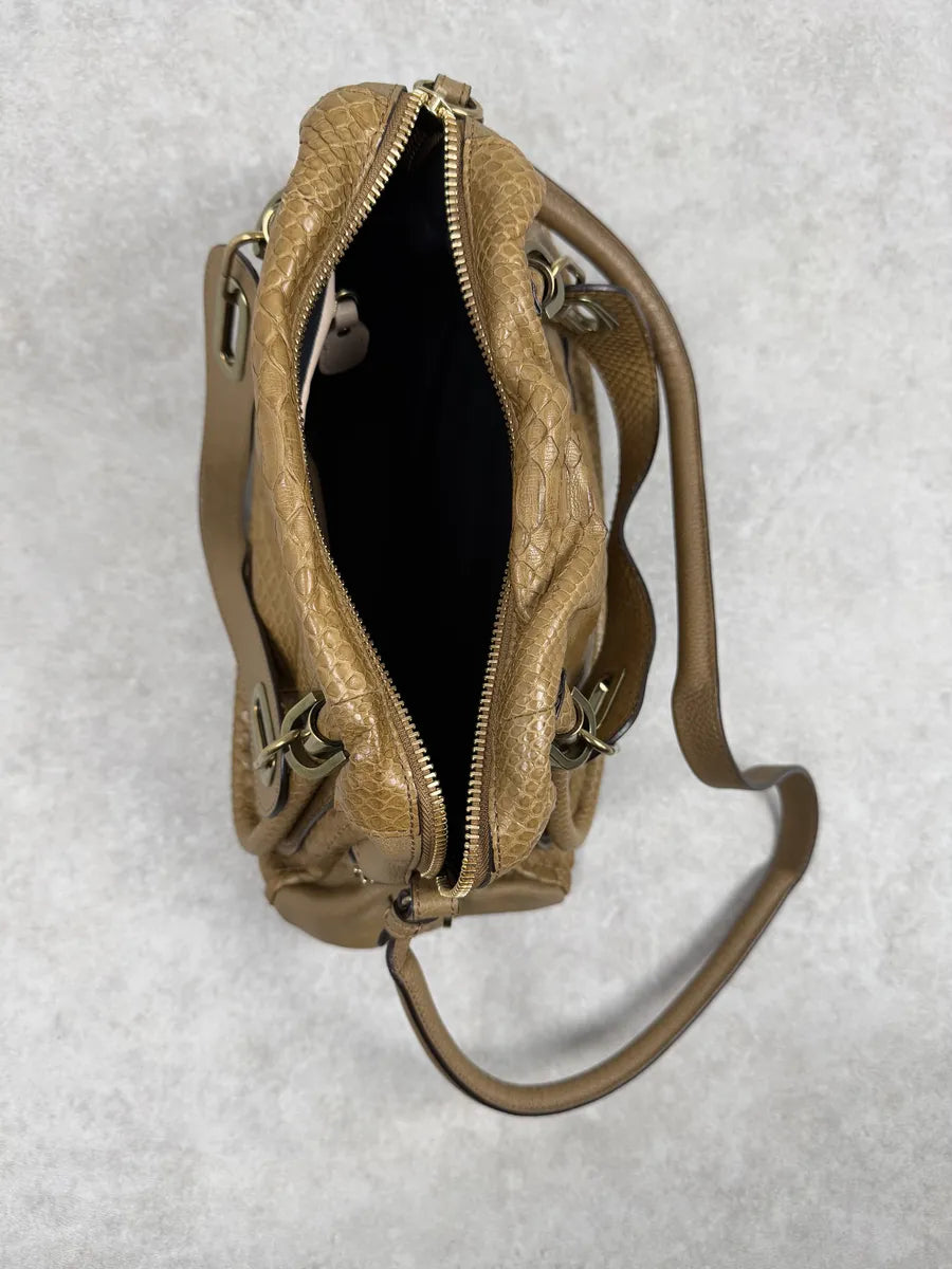 Chloe Python Leather Khaki Green Paraty Handle Bag lMmzMBG 8