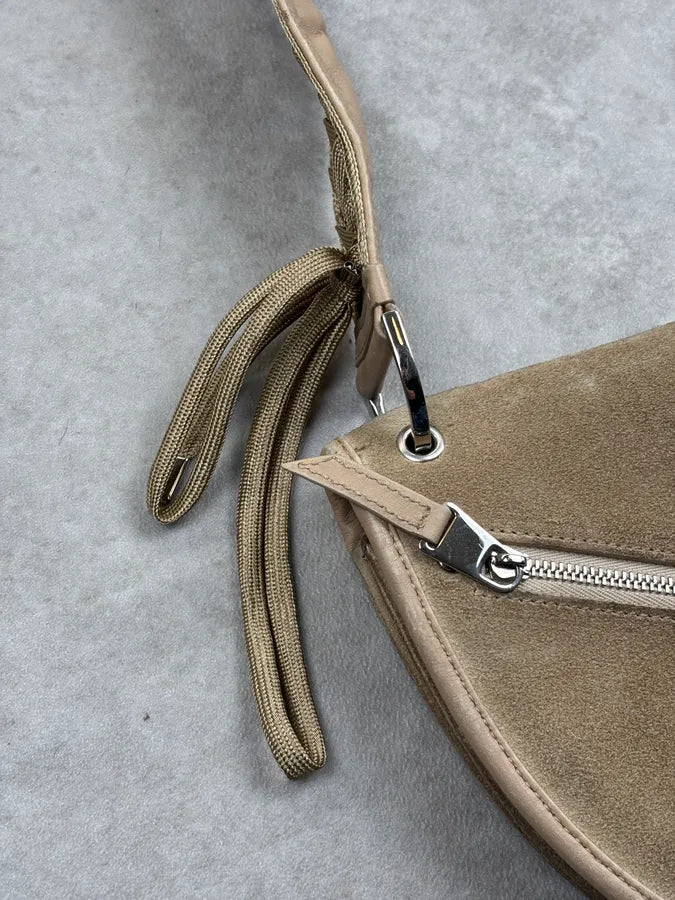 AW2002 Christian Dior Beige Suede Lace-Up Shoulder Bag by Galliano OGfRdLh 6