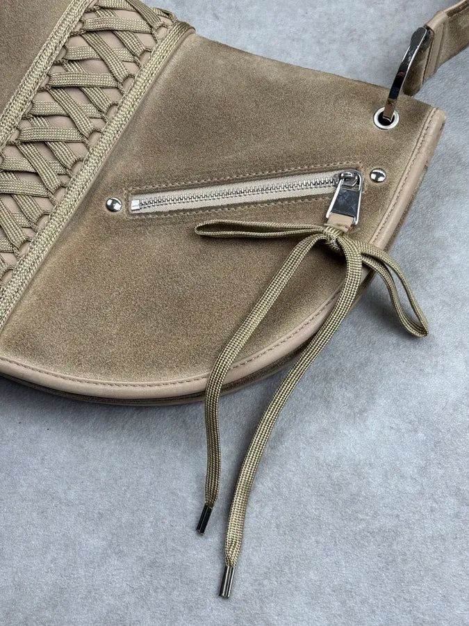 AW2002 Christian Dior Beige Suede Lace-Up Shoulder Bag by Galliano OGfRdLh 4