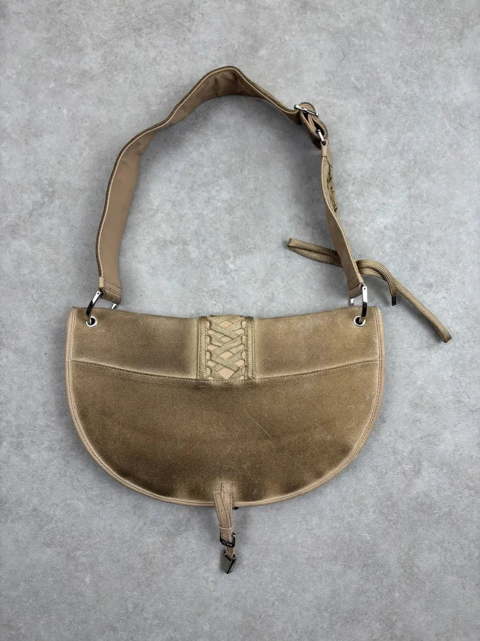 AW2002 Christian Dior Beige Suede Lace-Up Shoulder Bag by Galliano OGfRdLh 14