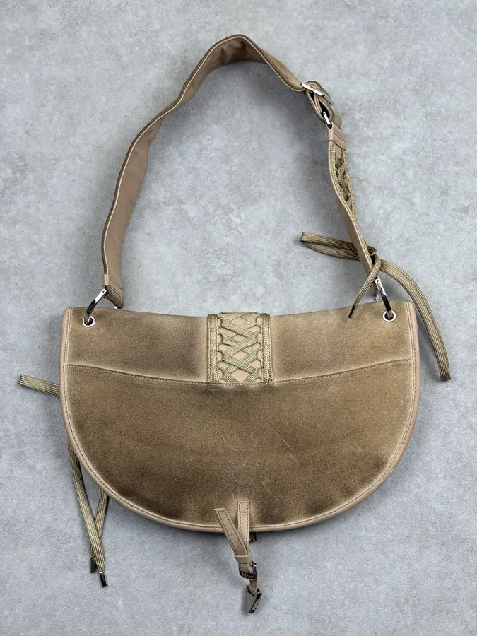 AW2002 Christian Dior Beige Suede Lace-Up Shoulder Bag by Galliano OGfRdLh 12