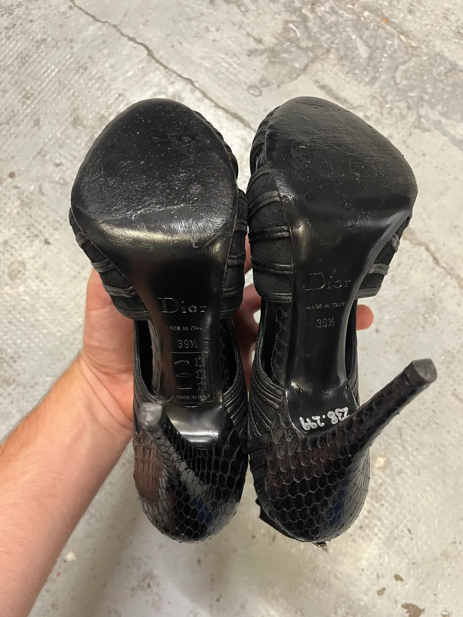 Christian Dior Black Python Leather Heels nBXdFhu 8