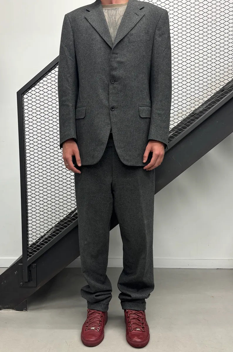 1990s Christian Dior Grey Wool Blazer & Pants Suit Set GDqXlUN 0