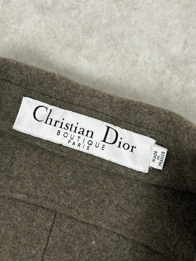 AW2006 Christian Dior Khaki Wool Contrast Stitch Blazer Jacket ymGBxsn 10