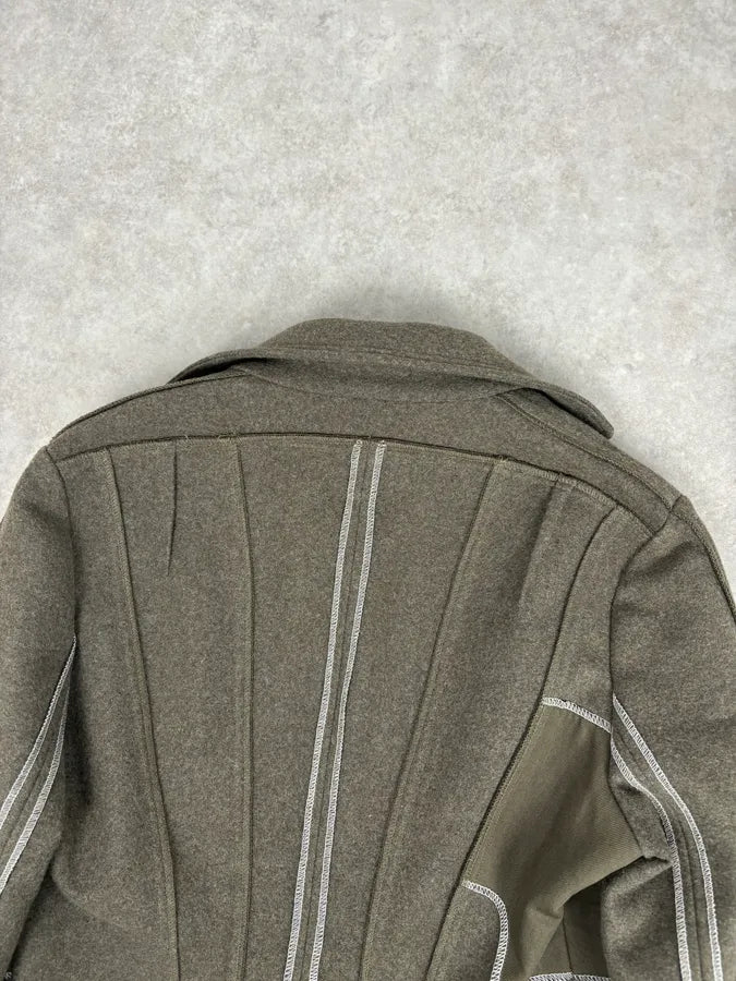 AW2006 Christian Dior Khaki Wool Contrast Stitch Blazer Jacket ymGBxsn 5