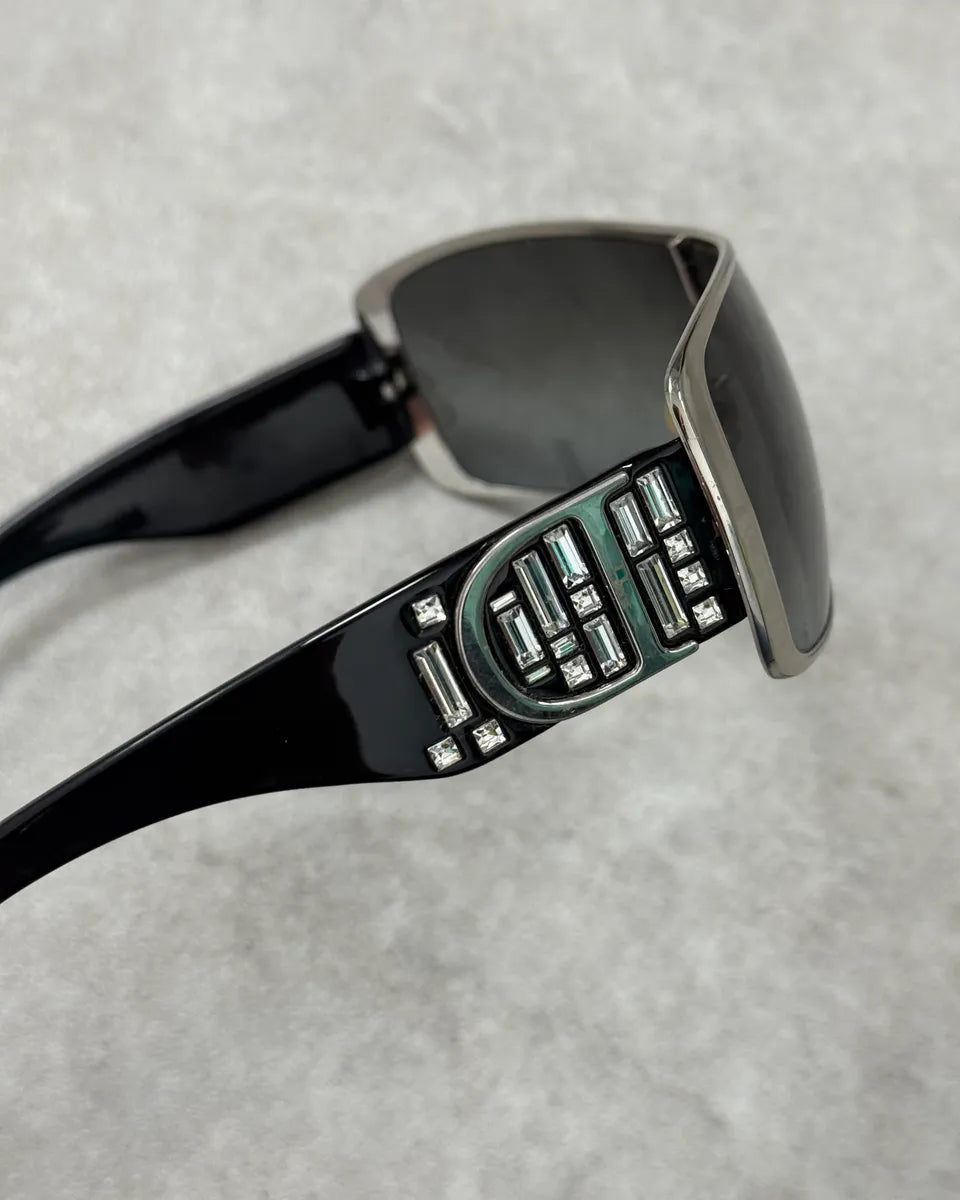 Christian Dior Metal Swarovski Shield Black Sunglasses FEdisVt 6