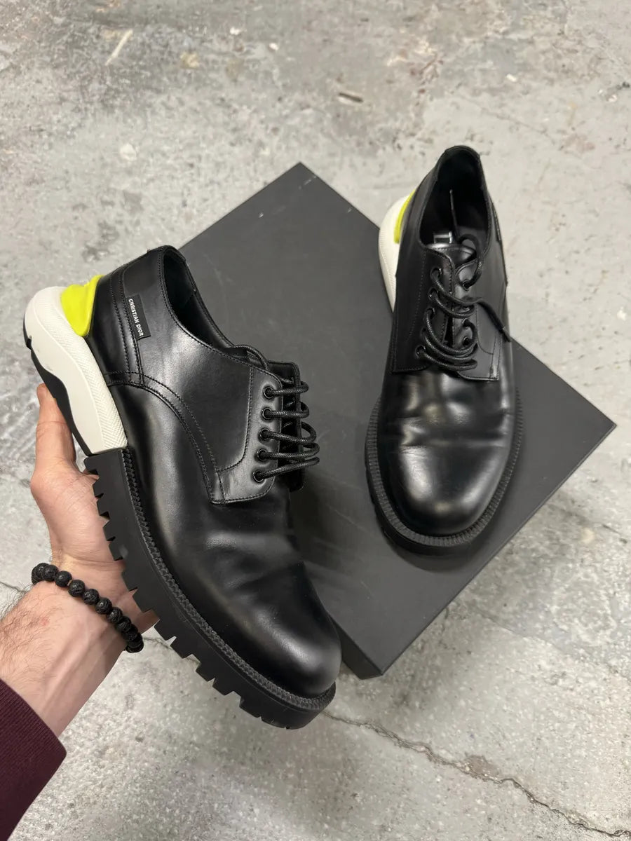 Christian Dior Yellow & Black Derby Leather Shoes by Kim Jones (40.5eu/us7.5) 0