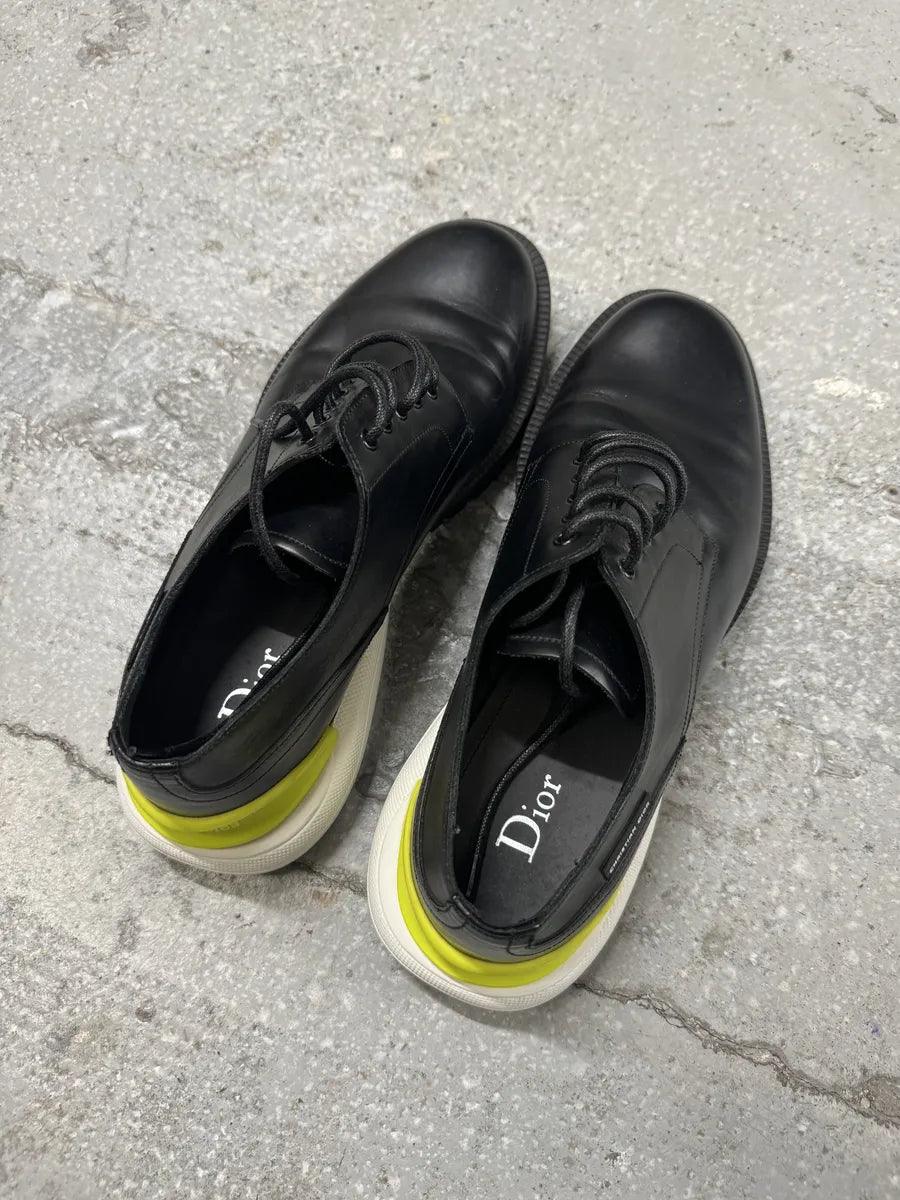 Christian Dior Yellow & Black Derby Leather Shoes by Kim Jones (40.5eu/us7.5) 2